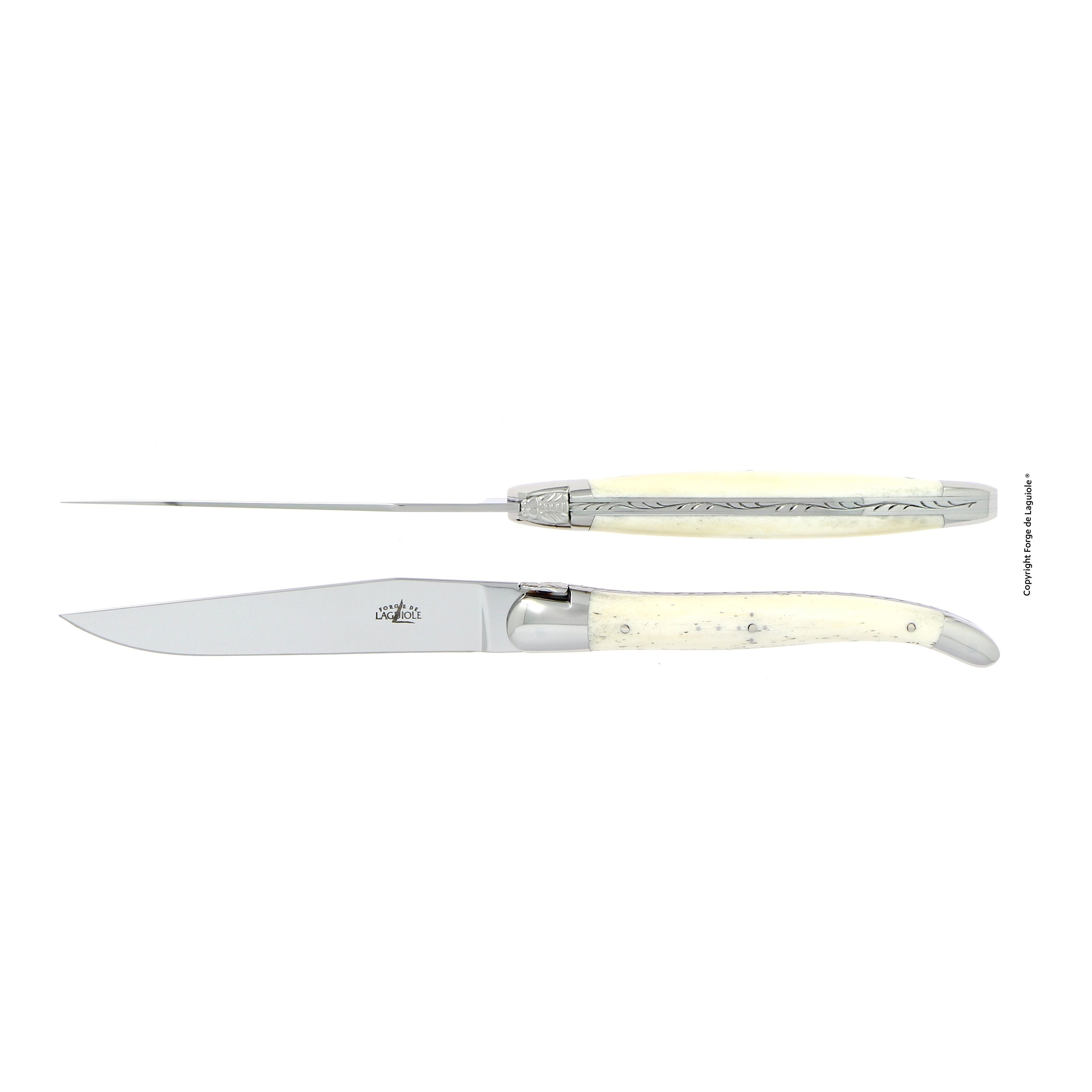 Couteau de table, mitre inox brillant, Os – Laguiole - Laguiole - Couteau à steak - - La Guilde Culinaire