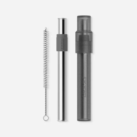 Paille jumbo réutilisable de poche Gris - Zoku - Paille - SK314CH - La Guilde Culinaire