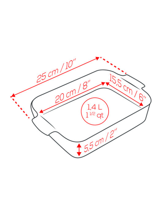 APPOLIA - Plat four en céramique rectangle rouge 25cm-10"    - Peugeot - Plat pour four - 