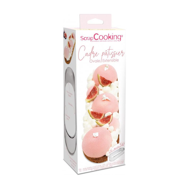 Cadre pâtissier ovale extensible inox de 27 à 40 cm - Scrapcooking - Cadre à pâtisserie - - La Guilde Culinaire