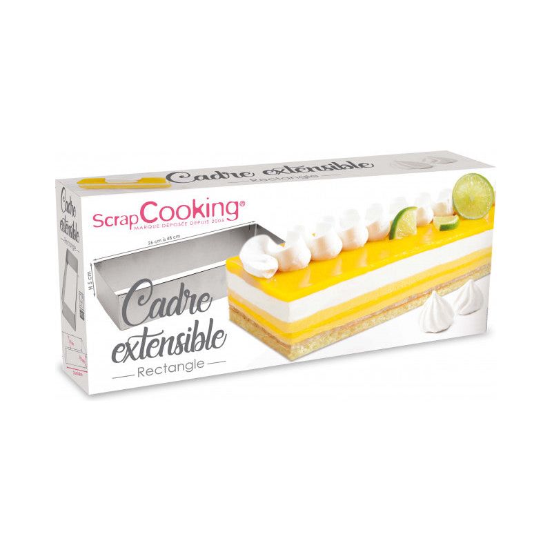 Cadre pâtissier rectangle extensible inox de 25 à 48 cm - Scrapcooking - Cadre à pâtisserie - - La Guilde Culinaire