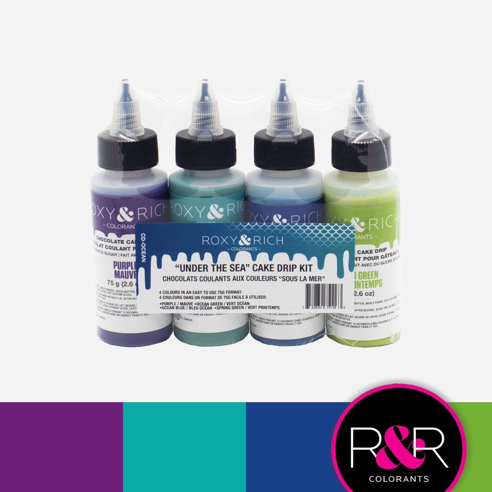 Chocolat Coulant - Mini Cake Drip "Sous la Mer" (4 x 75g) - Roxy & Rich - Chocolat coulant pour gâteau - - La Guilde Culinaire