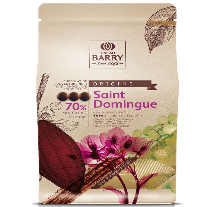 Chocolat St-Domingue Pure Origine 70% cacao 2.5kg   - Cacao Barry - Chocolat noir - CHD-Q70SDO-CA-U75