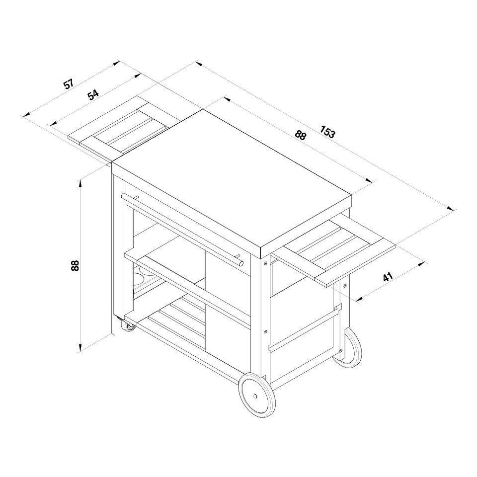 Chariot MOBILOT bois et inox * - ENO - Module de cuisine extérieur - - La Guilde Culinaire