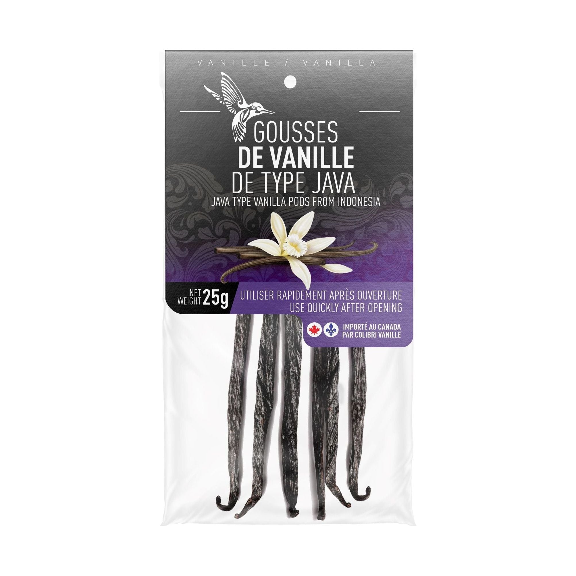 Gousses de Vanille JAVA (25g) - Colibri Vanille - Vanille - - La Guilde Culinaire