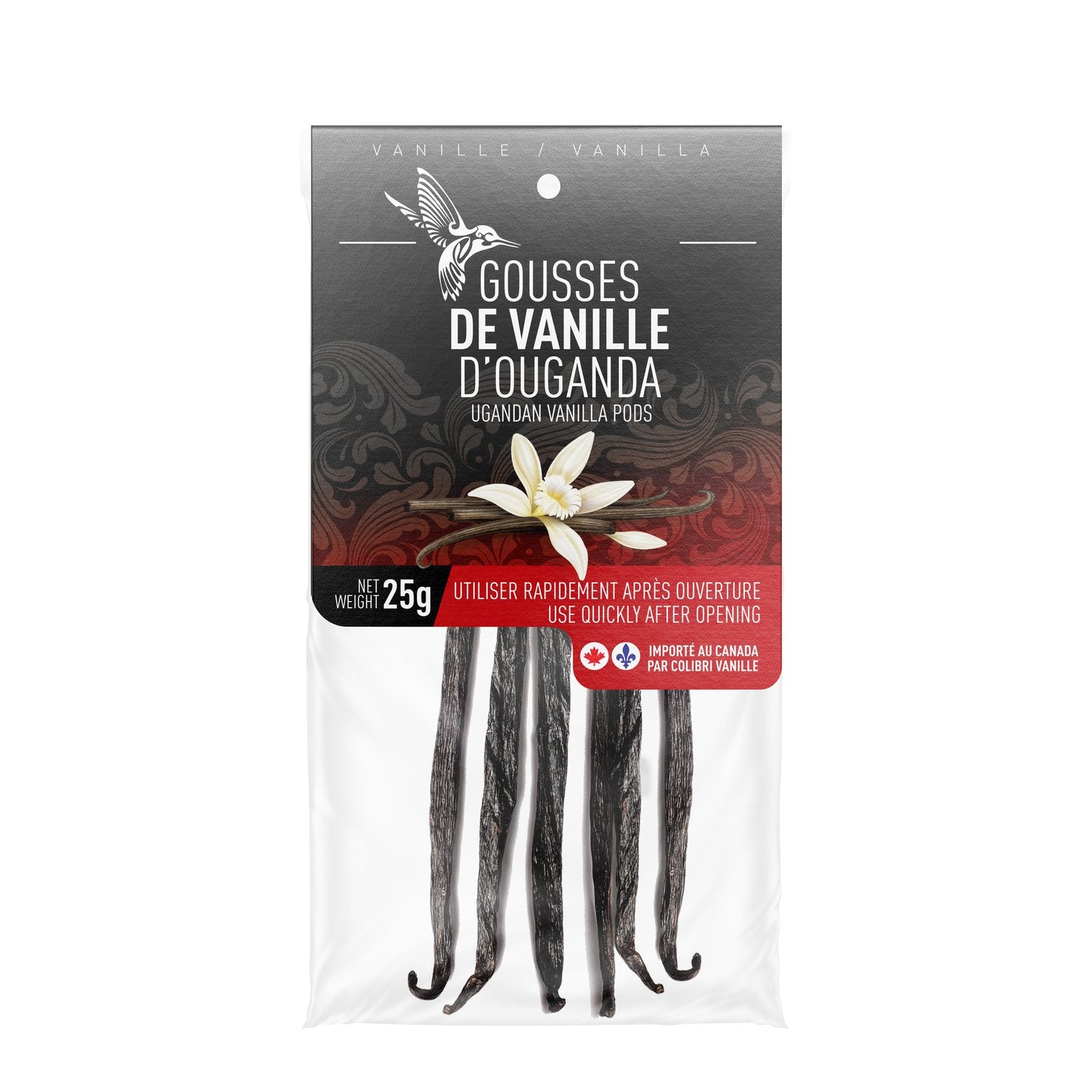 Gousses de Vanille d'OUGANDA (25g) - Colibri Vanille - Vanille - - La Guilde Culinaire