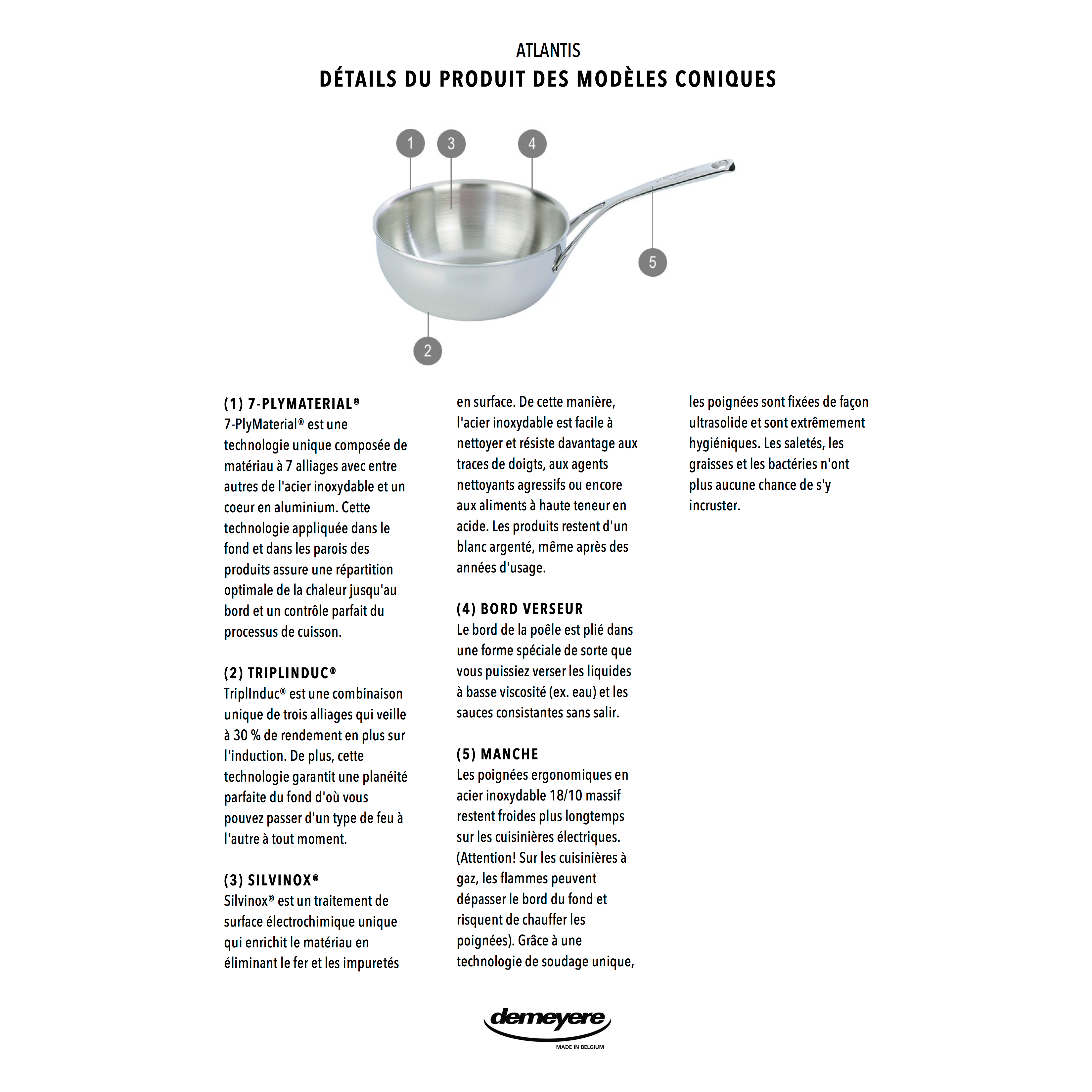 Sauteuse Conique 22cm 2.5L Atlantis - Demeyere - Sauteuse - - La Guilde Culinaire