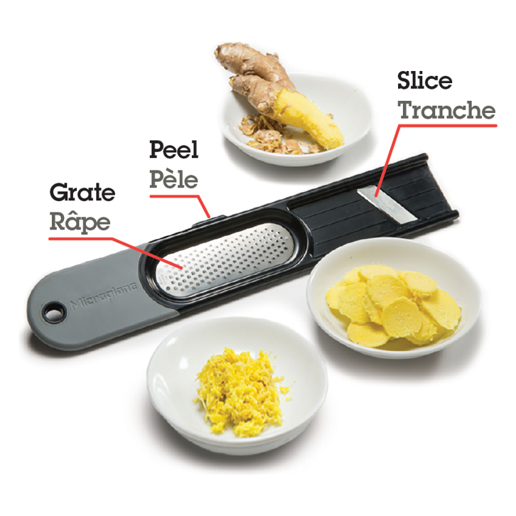 Outil 3 en 1 pour gingembre - Microplane - Eplucheur et évideur - - La Guilde Culinaire