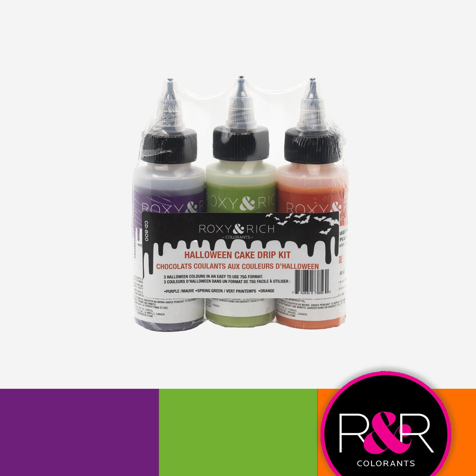 Chocolat Coulant - Mini Cake Drip spécial Halloween (3x75g) - Roxy & Rich - Chocolat coulant pour gâteau - - La Guilde Culinaire