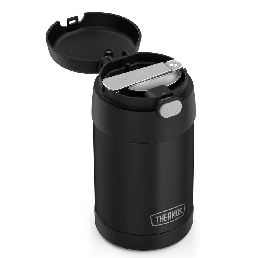 Contenant alimentaire Funtainer avec cuillère 470 ml (16 oz) - Noir Mat - Thermos - Contenant pour aliment - - La Guilde Culinaire