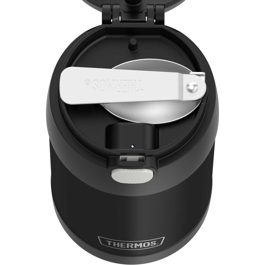 Contenant alimentaire Funtainer avec cuillère 470 ml (16 oz) - Noir Mat - Thermos - Contenant pour aliment - - La Guilde Culinaire