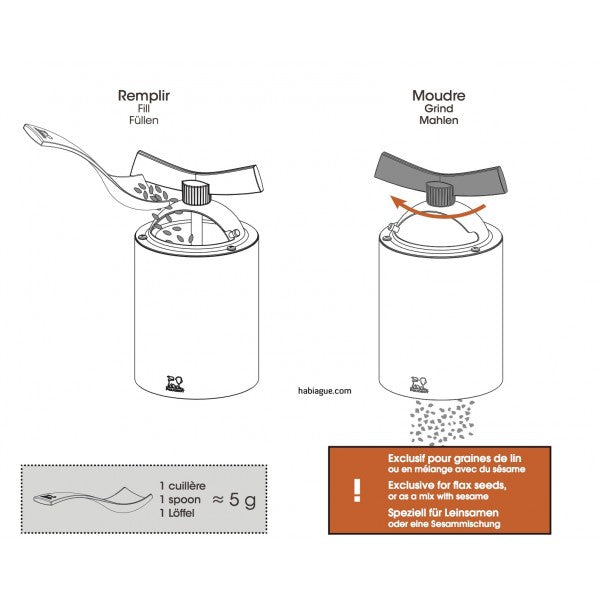 Moulin à graines de lin manuel en bois et inox couleur naturel 13 cm - Isen - Peugeot - Peugeot - Moulin à épices - - La Guilde Culinaire