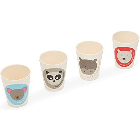 RED ROVER Ensemble de 4 tasses en bambou avec animaux - Fox Run - Bol - - La Guilde Culinaire