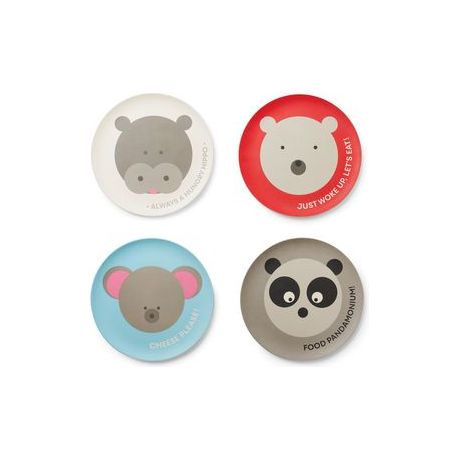 RED ROVER Ensemble de 4 assiettes en bambou avec animaux - Fox Run - Accessoire - - La Guilde Culinaire