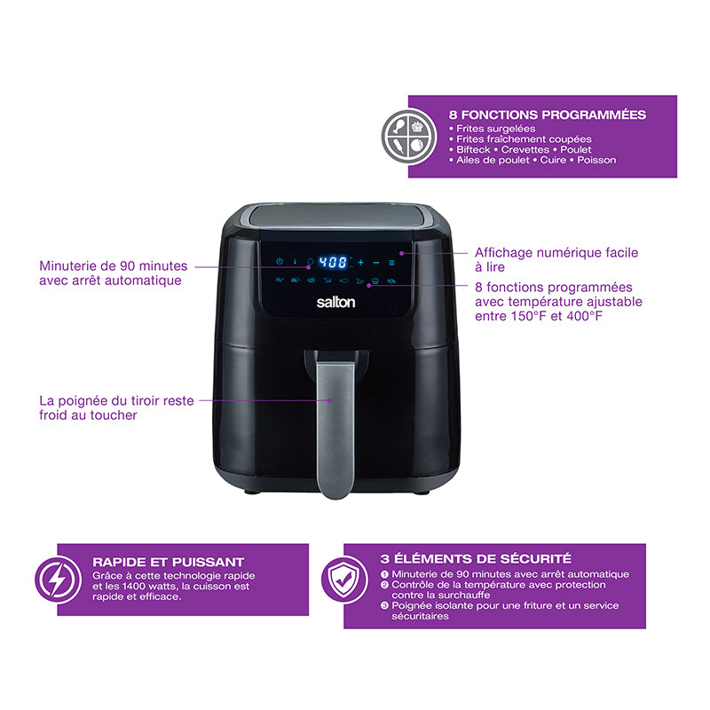 Friteuse à air numérique XL – 5L - Salton - Air fryer - - La Guilde Culinaire
