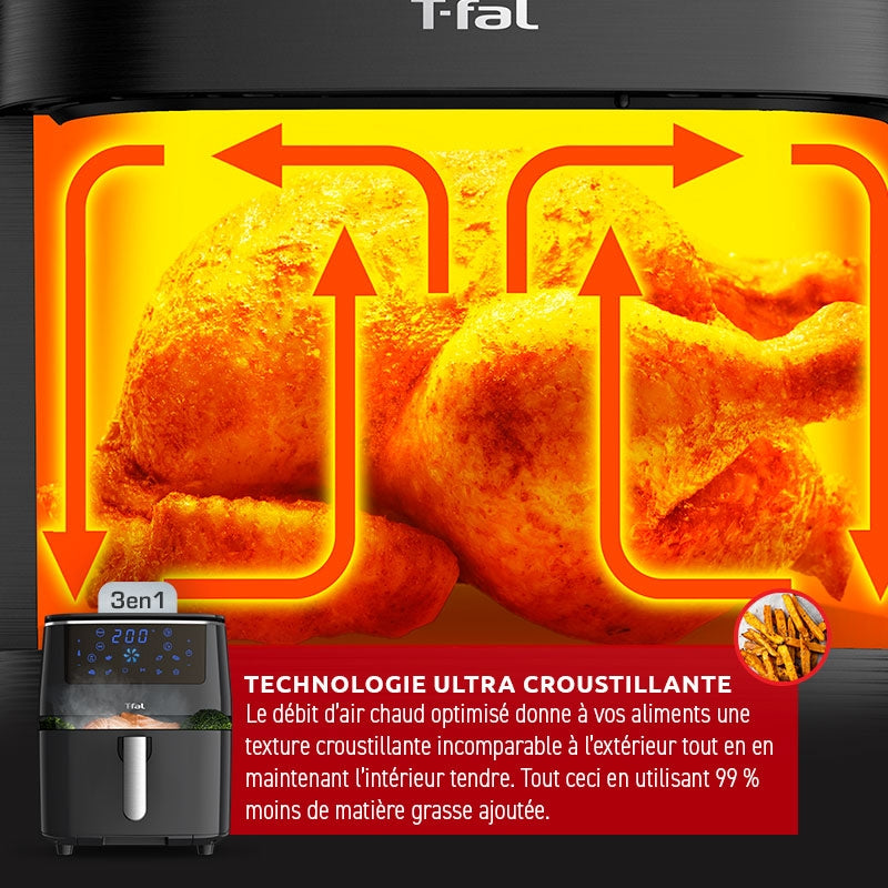Friteuse à Air Easy fry, Gril Precision & Steam 3-en-1 XXL (6.5L)    - T-fal - Air fryer - 
