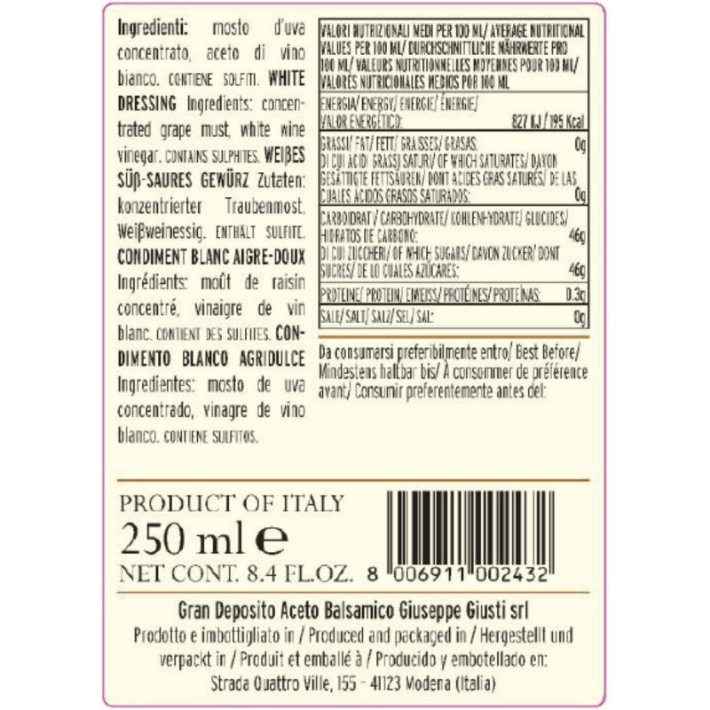 Vinaigrette blanche aigre douce - Giuseppe Giusti - Assaisonnement - - La Guilde Culinaire