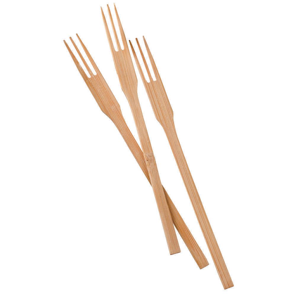 Fourchettes Bambou 3 dents 14cm - pqt 100    - Solia - Service de table jetable - 