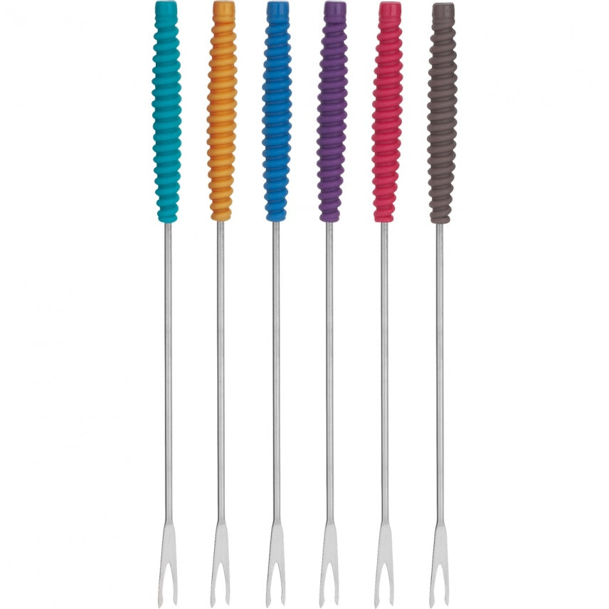 Ensemble de 6 fourchettes à fondue avec poignées en silicone