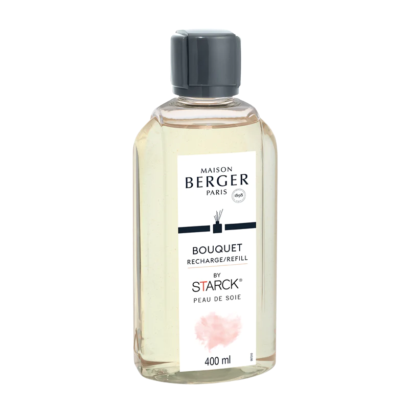 Bouquet parfumé Starck rose + 400 ml (13,5 oz) Peau de Soie    - Maison Berger Paris - Parfums d'ambiance - 
