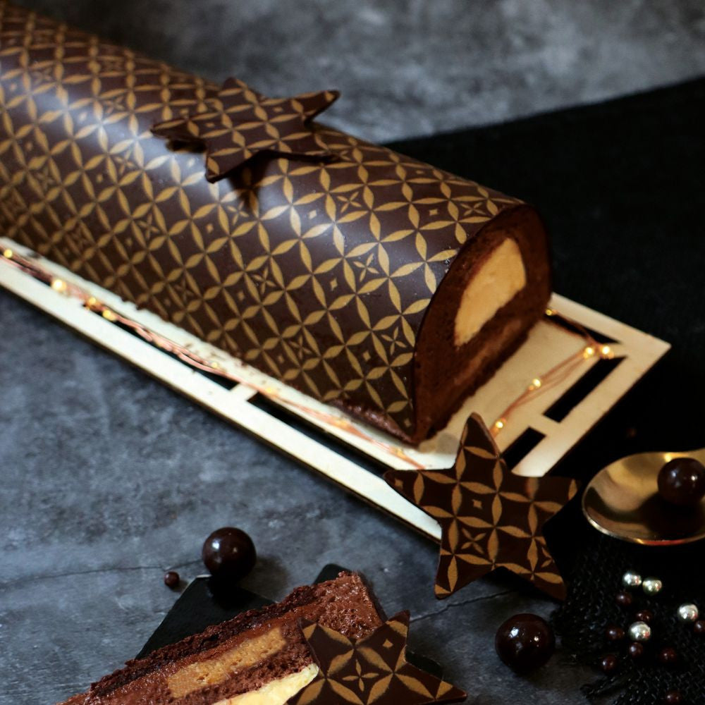 2 feuilles transfert pour bûche - Motif Couture - Scrapcooking - Moule chocolat - - La Guilde Culinaire