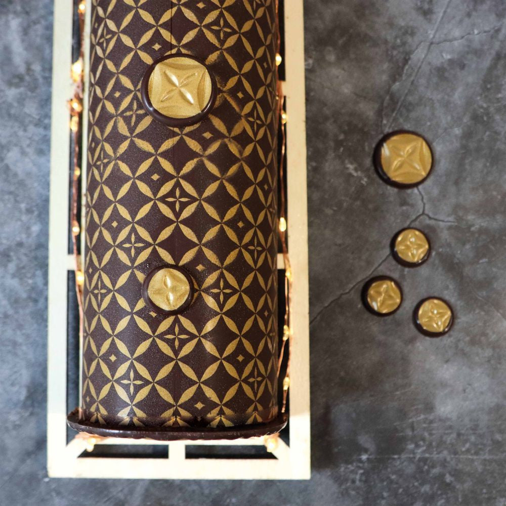 2 feuilles transfert pour bûche - Motif Couture - Scrapcooking - Moule chocolat - - La Guilde Culinaire