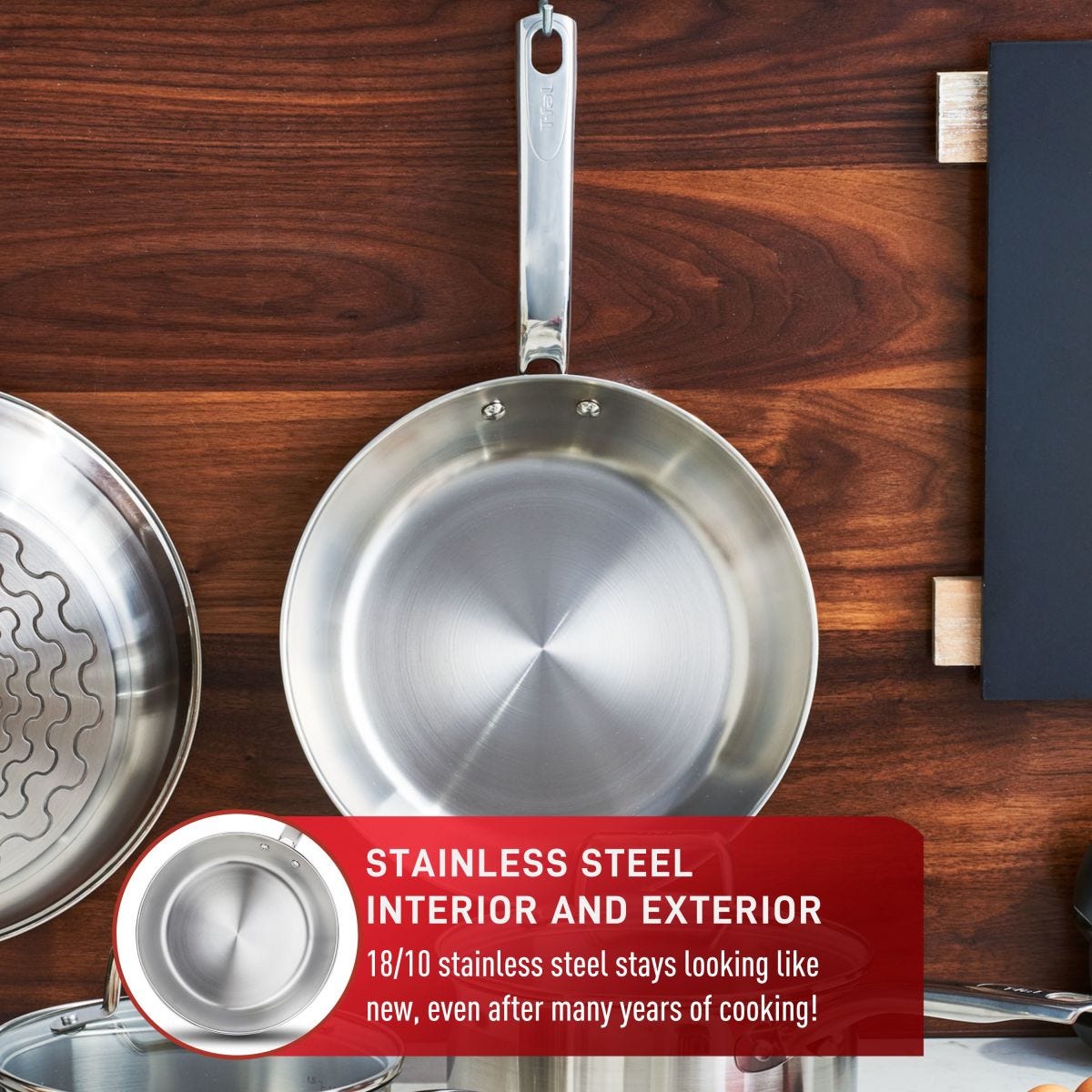 Poêle T-fal en Acier Inoxydable - T-fal - Poêle - - La Guilde Culinaire