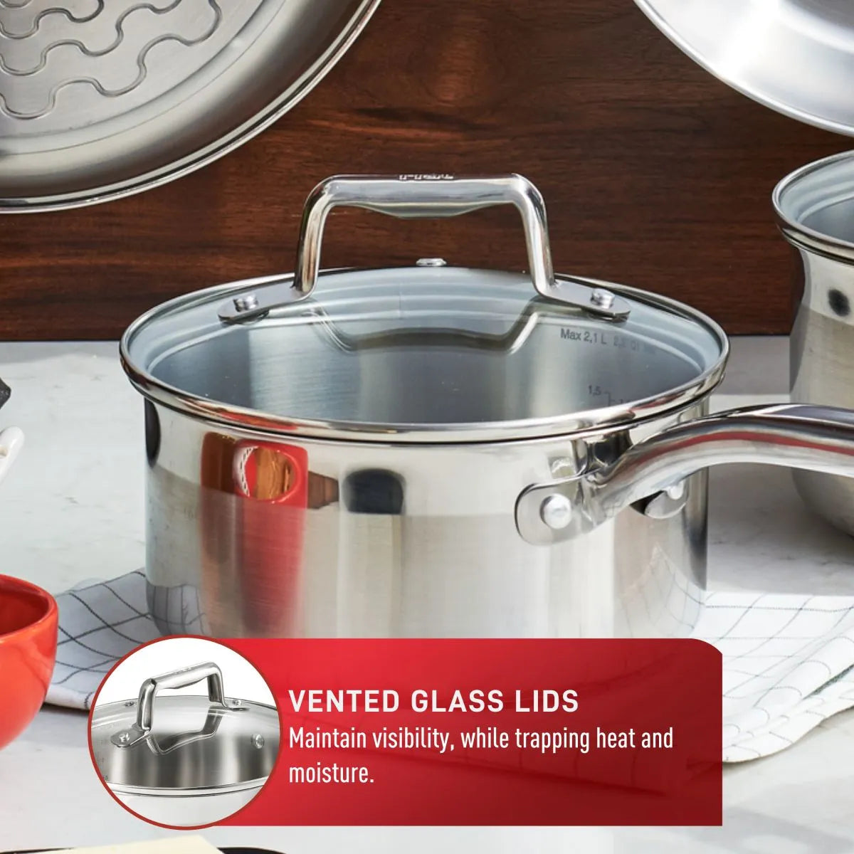 Ensemble de cuisine T-fal en acier inoxydable 10 pièces - T-fal - Batterie de cuisine - - La Guilde Culinaire