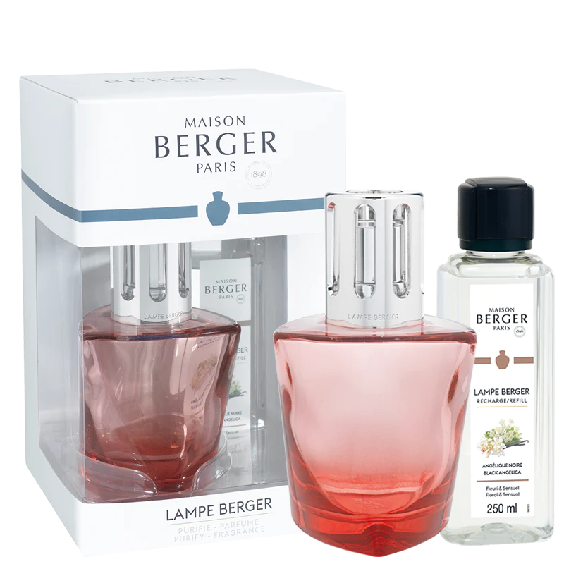 Coffret Lampe Berger Red Terra  + Angélique Noire - 250ml (8,5 oz)    - Maison Berger Paris - Parfums d'ambiance - 