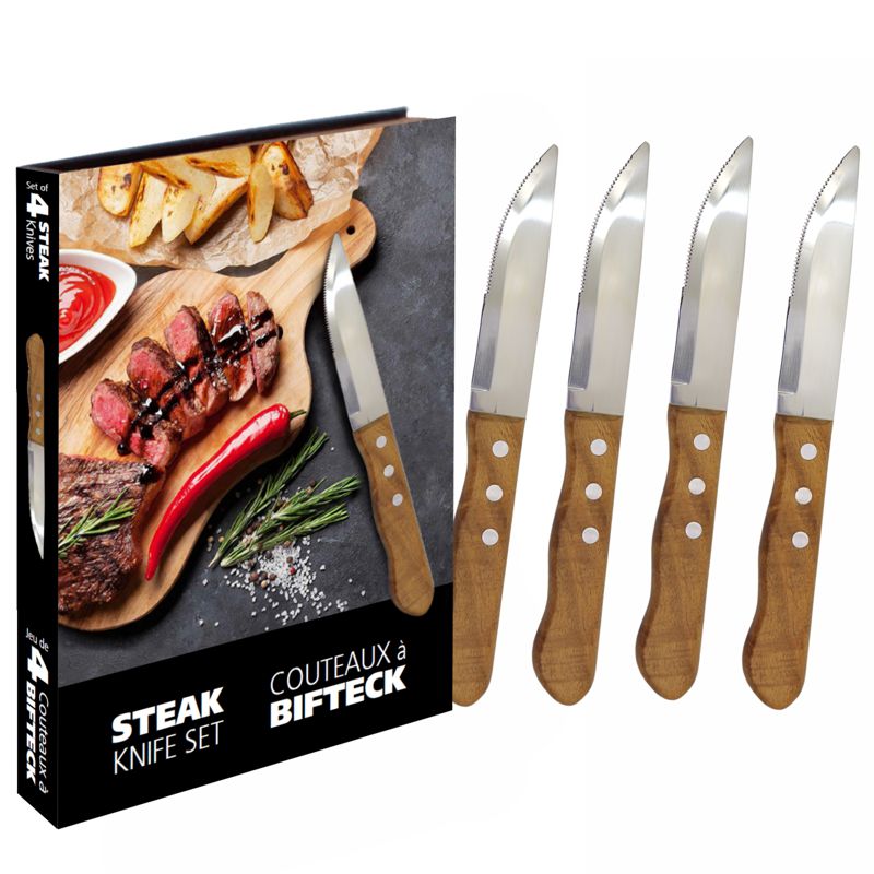 Jeu de 4 couteaux à bifteck    - Natural Living - Couteau à steak - 