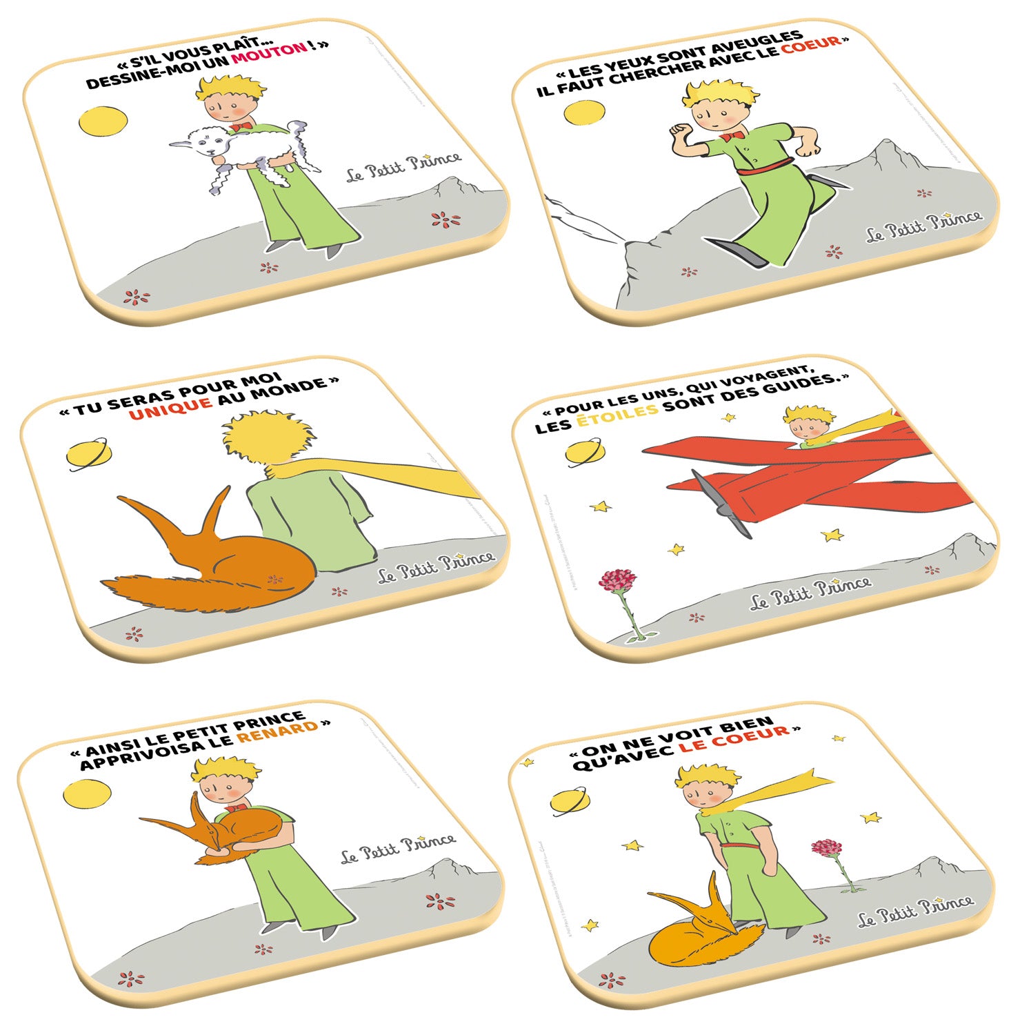 6 dessous de verres citations 2 - Le Petit Prince - Editions Clouet - Dessous de verre - - La Guilde Culinaire