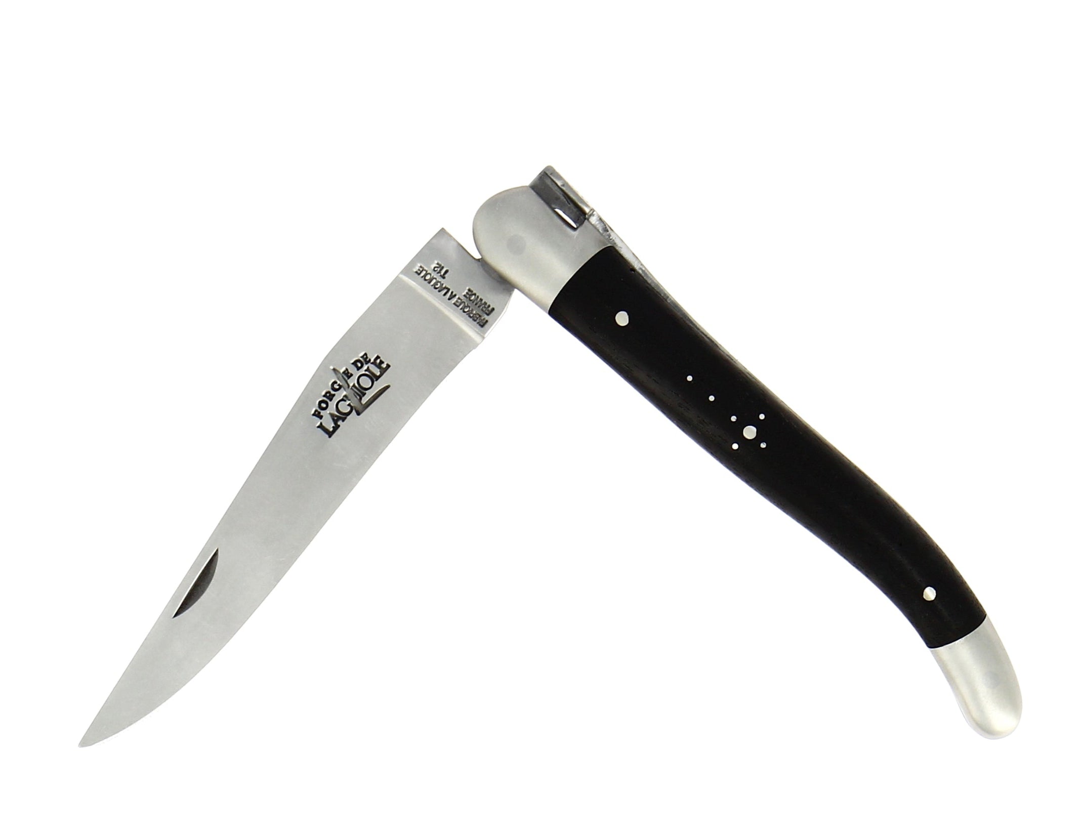 Couteau pliant 11 cm, manche en bois, mitre inox mat – Laguiole Ébène - Laguiole - Couteau pliant - 00003659 - 1211 IN EB SAT - La Guilde Culinaire