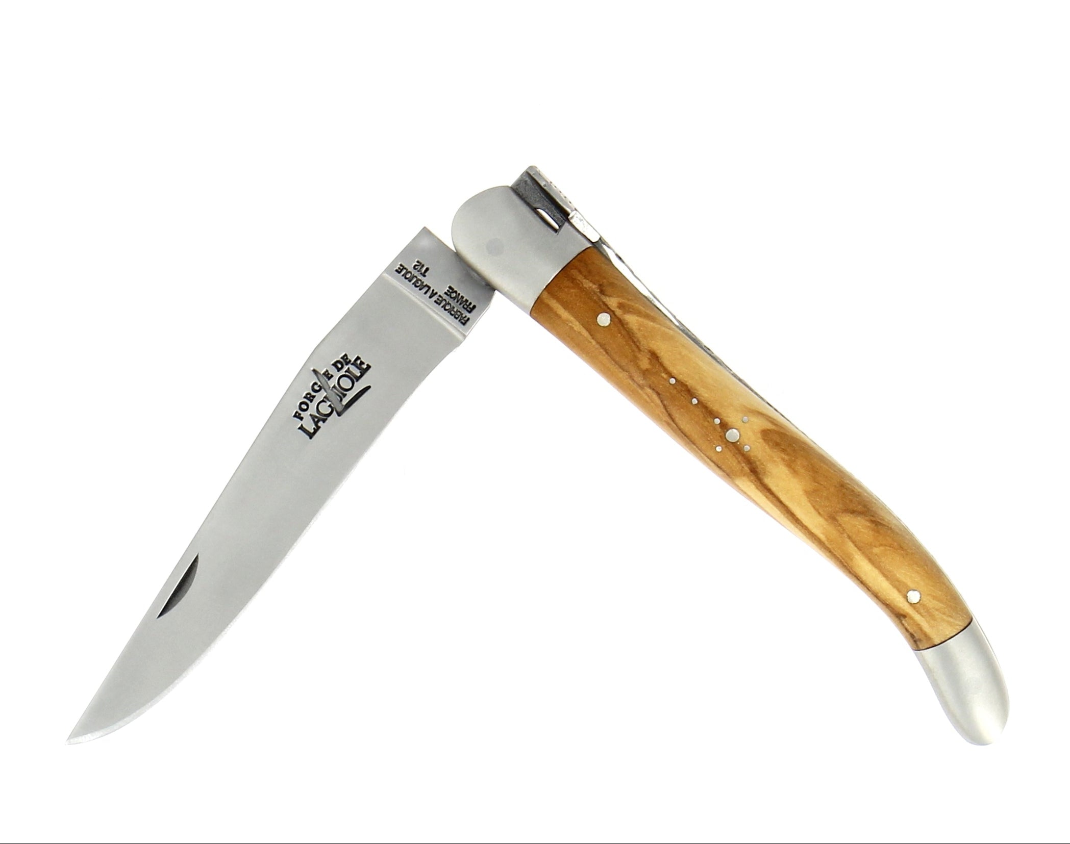 Couteau pliant 11 cm, manche en bois, mitre inox mat – Laguiole Olivier - Laguiole - Couteau pliant - 00003661 - 1211 IN OL SAT - La Guilde Culinaire