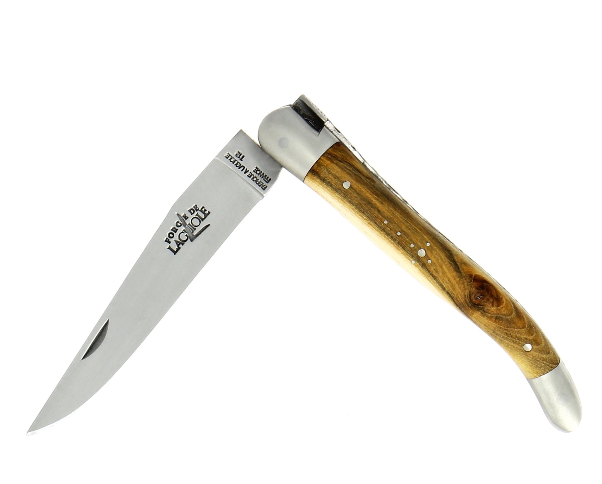 Couteau pliant 11 cm, manche en bois, mitre inox mat – Laguiole Pistachier - Laguiole - Couteau pliant - 00003663 - 1211 IN PI SAT - La Guilde Culinaire
