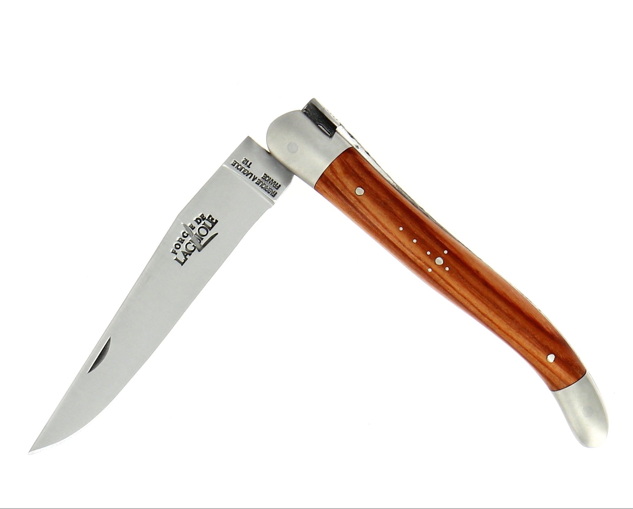 Couteau pliant 11 cm, manche en bois, mitre inox mat – Laguiole Bois de rose - Laguiole - Couteau pliant - 00003664 - 1211 IN RO SAT - La Guilde Culinaire