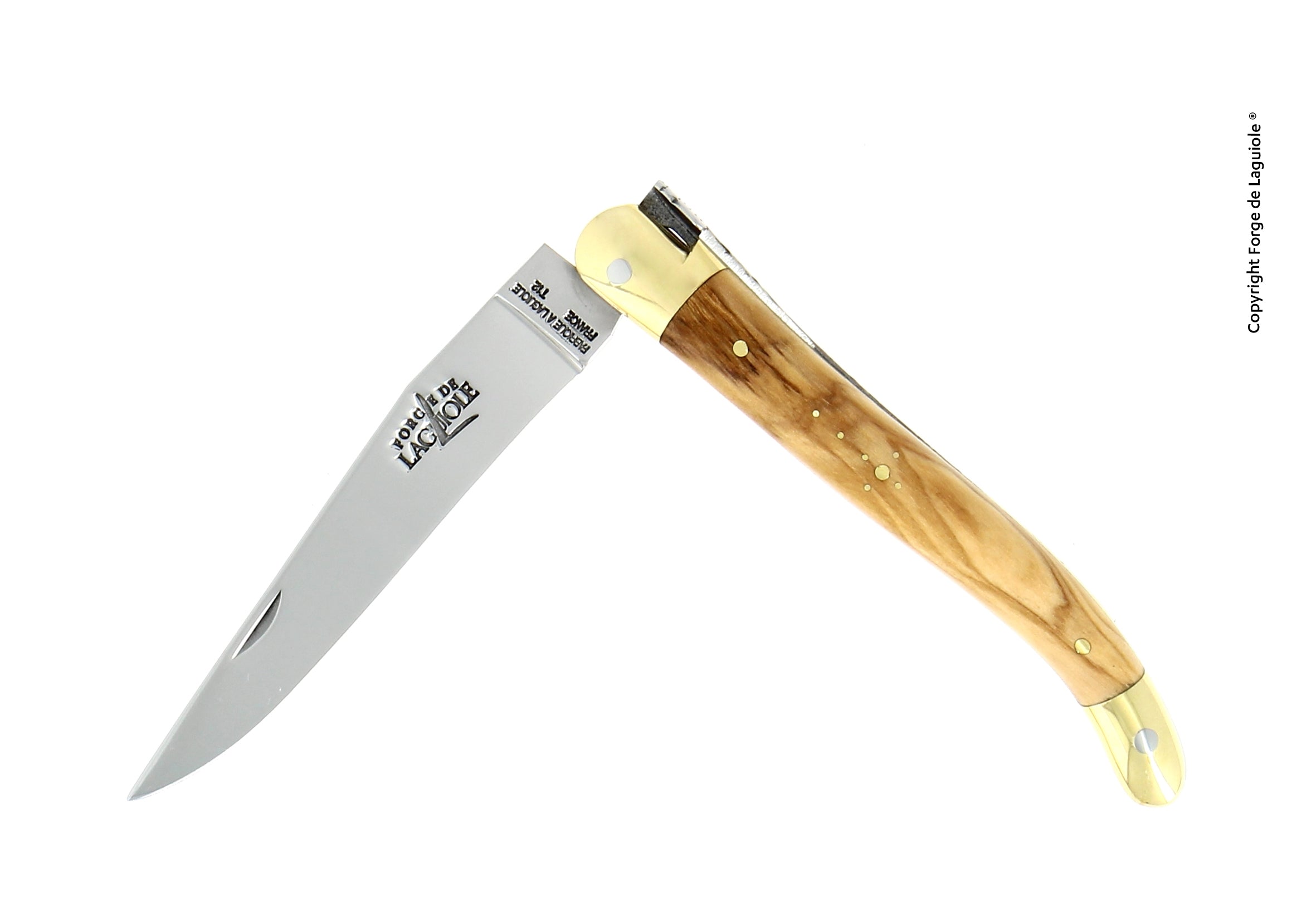Couteau pliant 11 cm, mitre Laiton – Laguiole Olivier - Laguiole - Couteau de poche - 00003700 - 1211 OL - La Guilde Culinaire