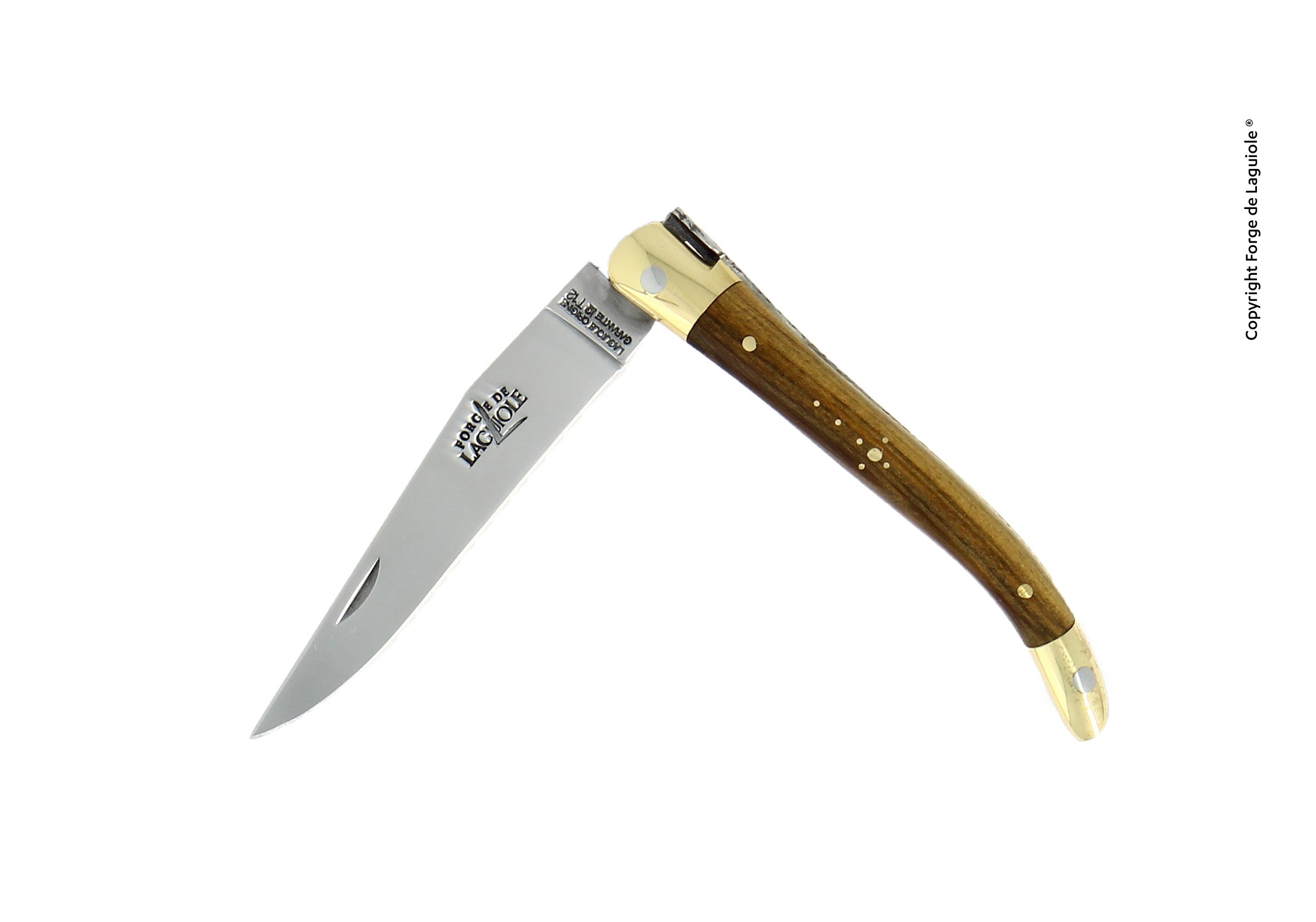 Couteau pliant 9 cm, Bois précieux, mitre Laiton – Laguiole Pistachier - Laguiole - Couteau de poche - 00003989 - 129 PI - La Guilde Culinaire