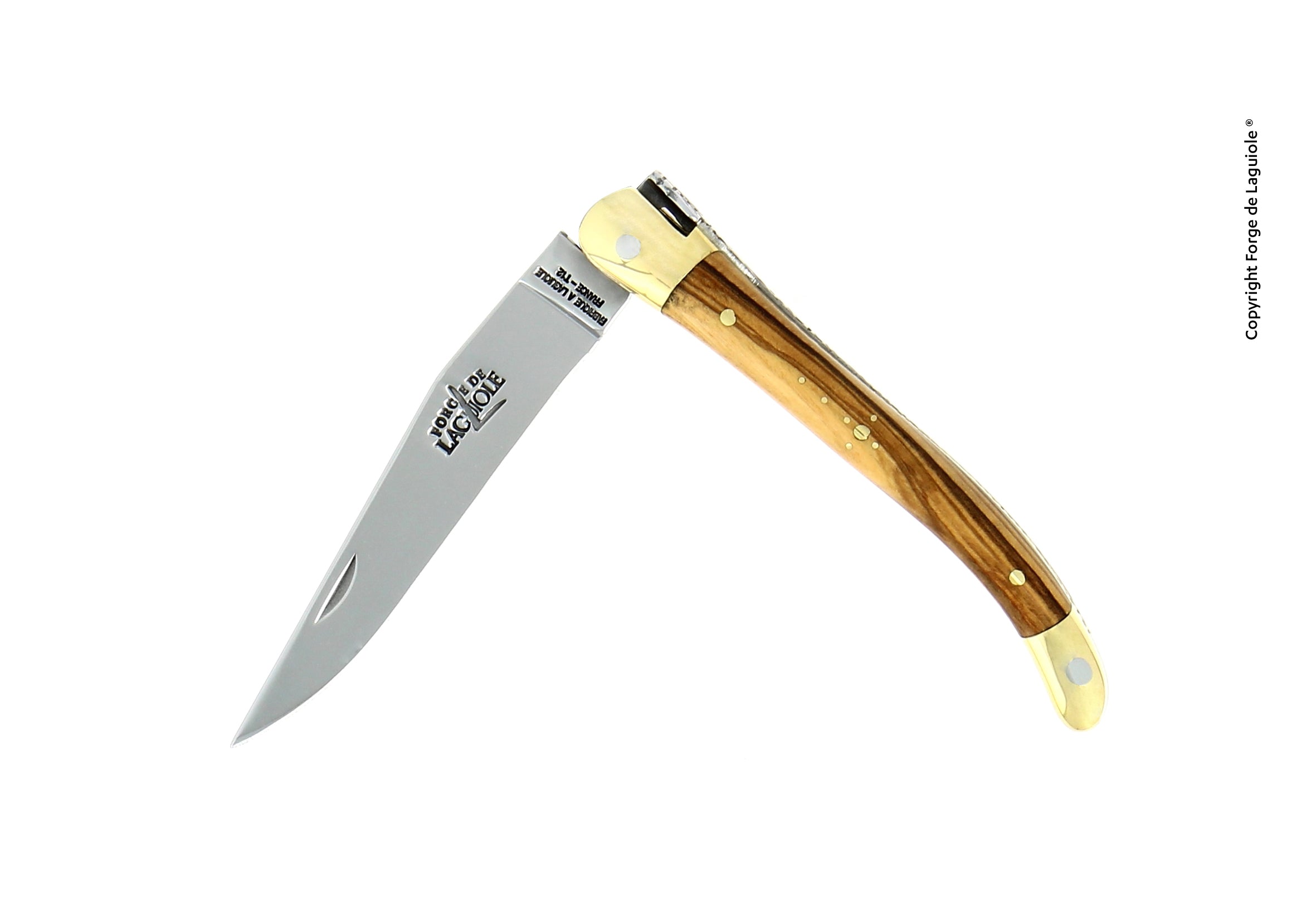 Couteau pliant 9 cm, Bois précieux, mitre Laiton – Laguiole Olivier - Laguiole - Couteau de poche - 00003988 - 129 OL - La Guilde Culinaire