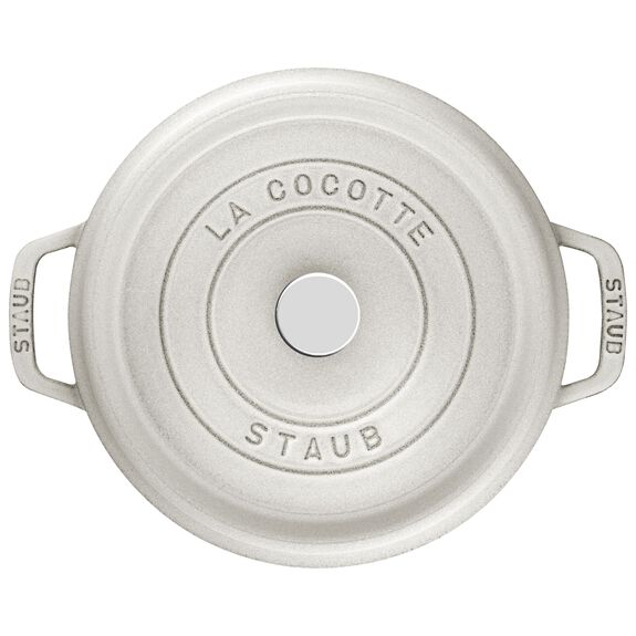 Cocotte ronde fonte et émail Blanc Truffe 11'' 28cm 6.7L    - Staub - Cocotte - 