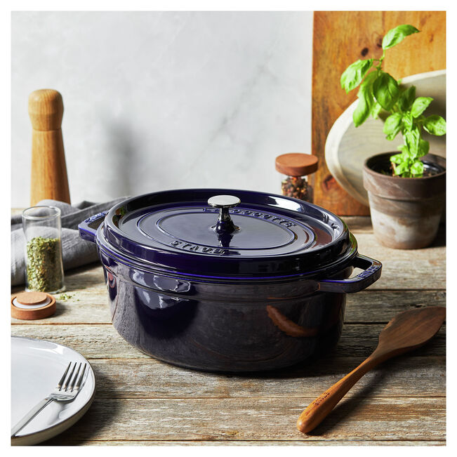 Oval cast iron and enamel casserole dish Blue 31cm 5.5L – Staub