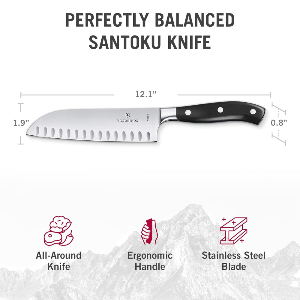 Grand Maître Couteau Santoku alvéolée 17cm-7'' - Victorinox - Couteau Japonais - - La Guilde Culinaire
