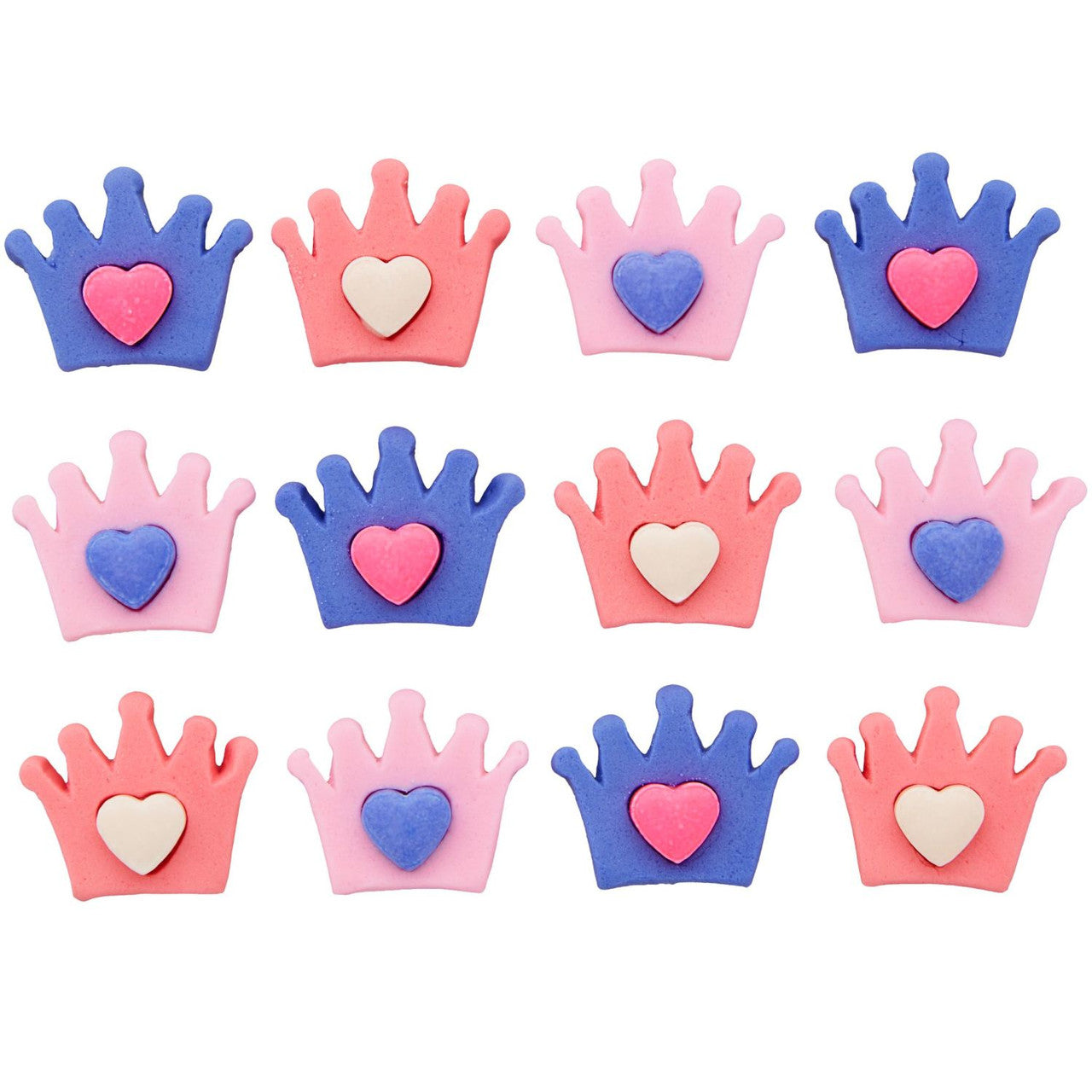 Couronnes roses et violettes avec décorations en glaçage royal en forme de cœurs, 12 pièces - Wilton - Décors sucrés - - La Guilde Culinaire