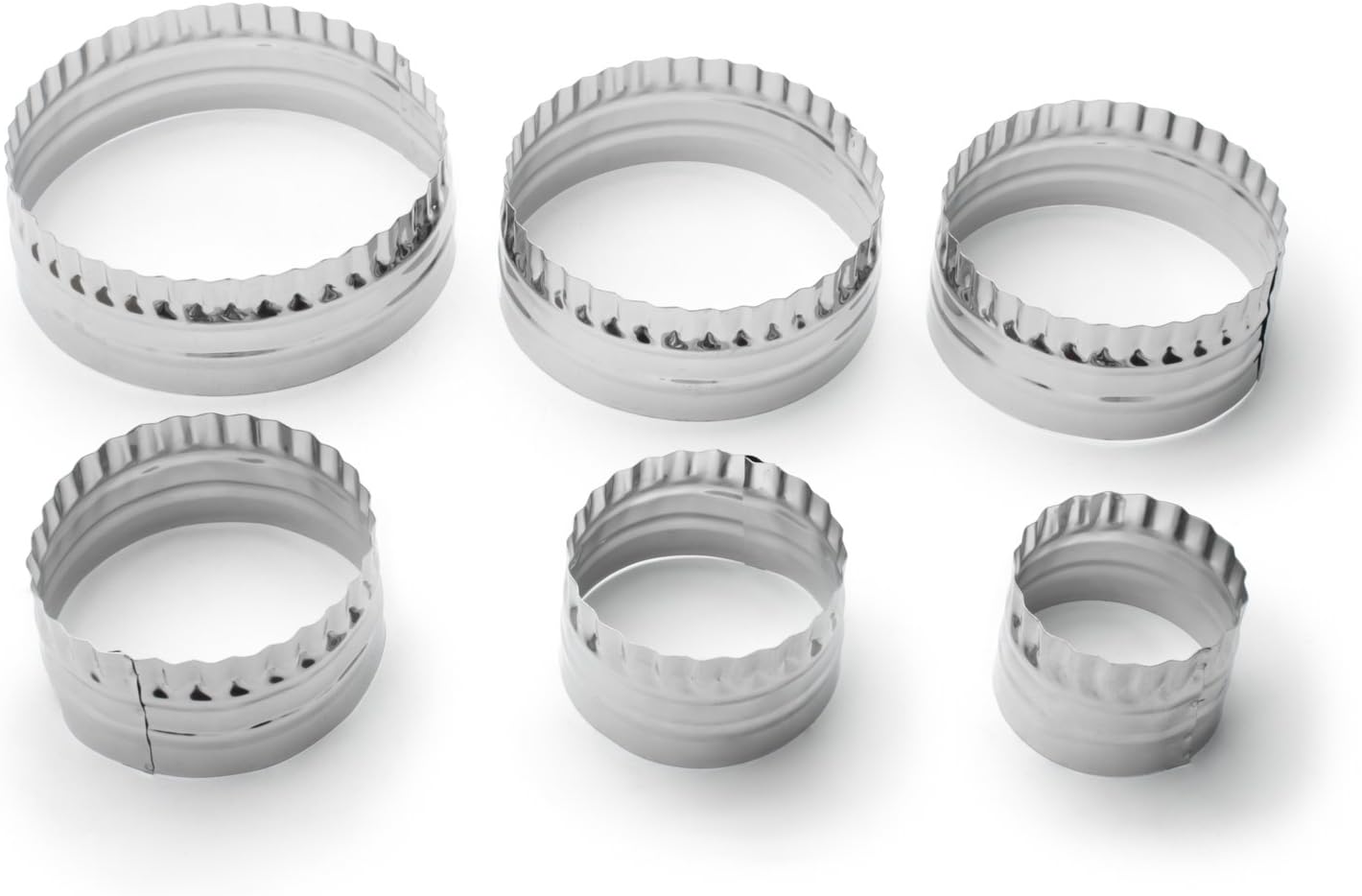 Set d'emporte-pièces ronds unis et froissés double face, 6 pcs - Fox Run - Emporte-pièce - - La Guilde Culinaire