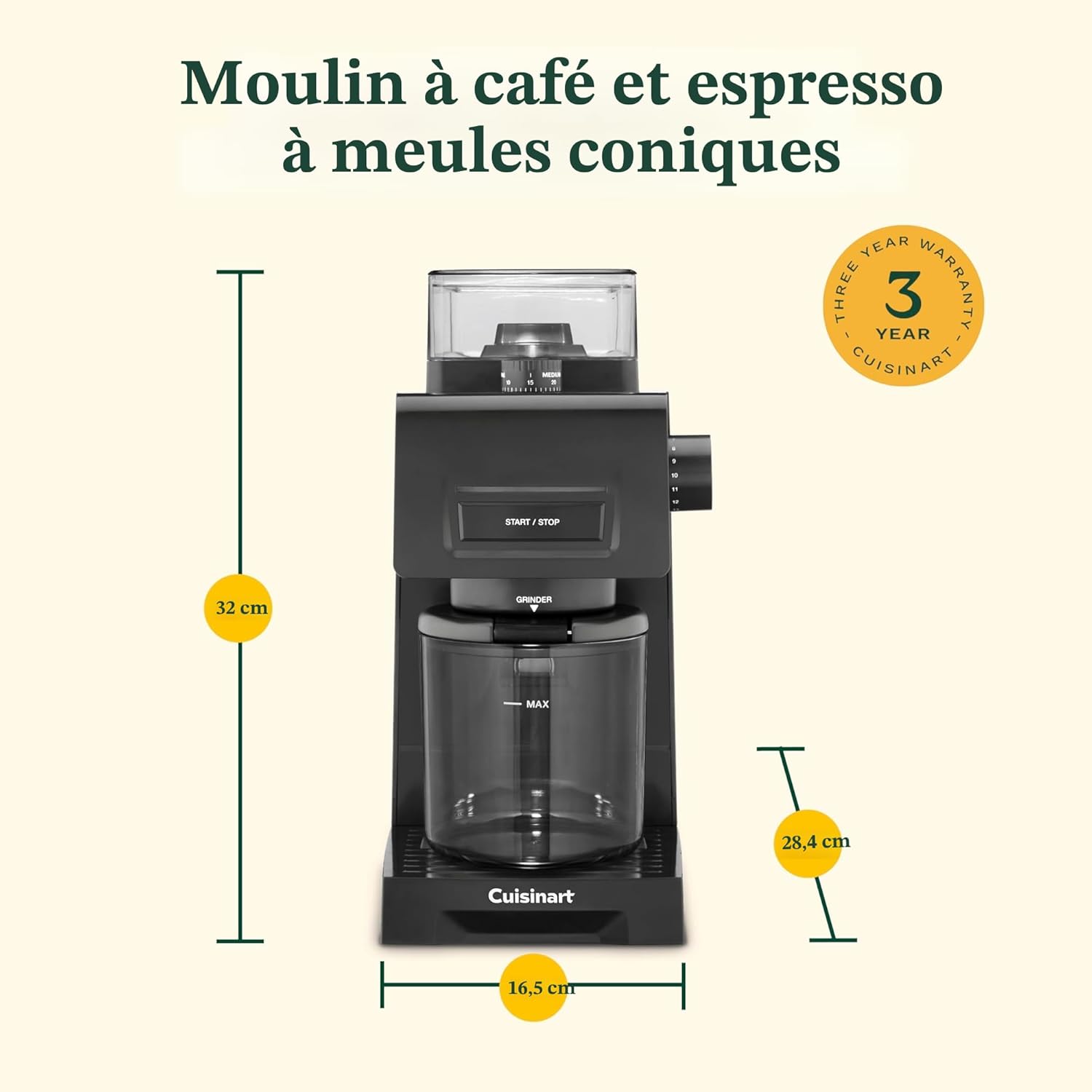 Moulin à meules coniques pour expresso et café - Cuisinart - Moulin à meules - - La Guilde Culinaire