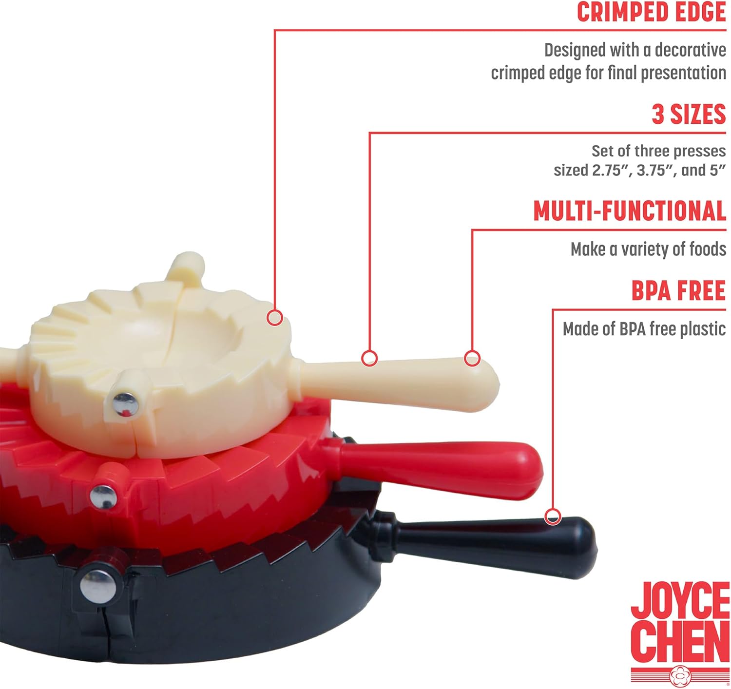 Ensemble de 3 presses à Dumplings - Joyce Chen - Presse à Dumplings - - La Guilde Culinaire