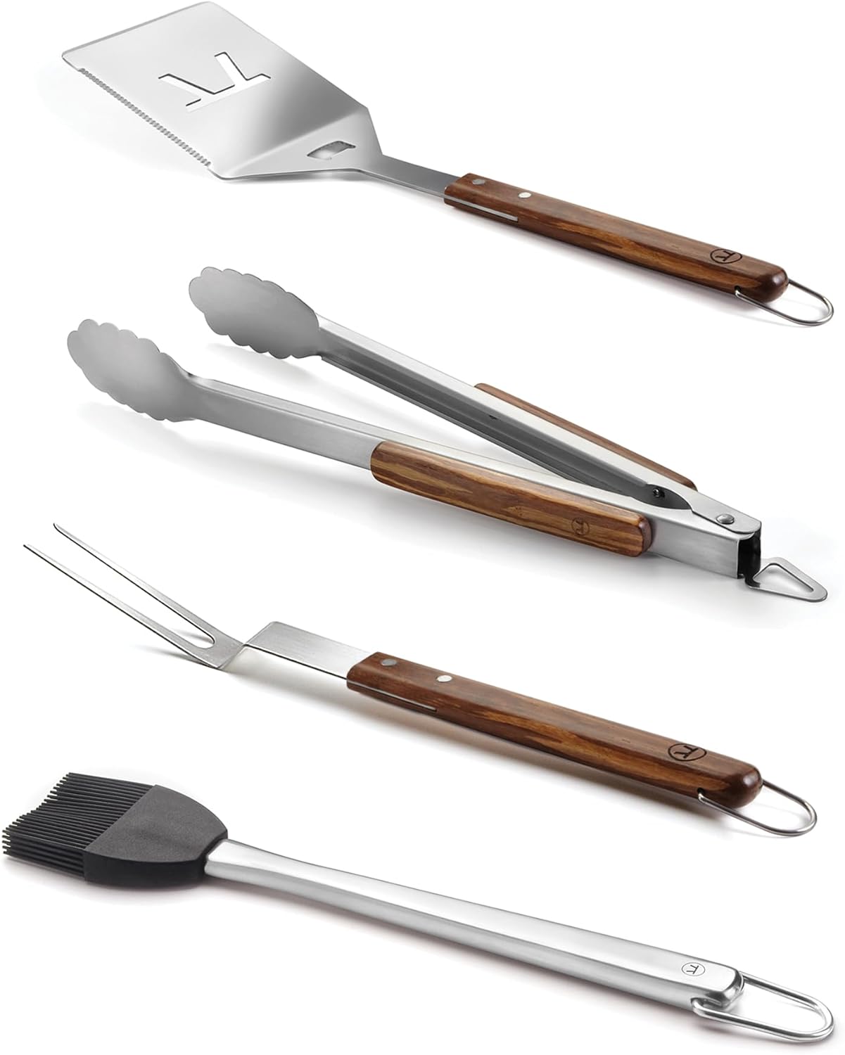 Ensemble d'outils en bambou à motif tigré, 4 pièces Foxrun    - Outset - Accessoire pour BBQ - 