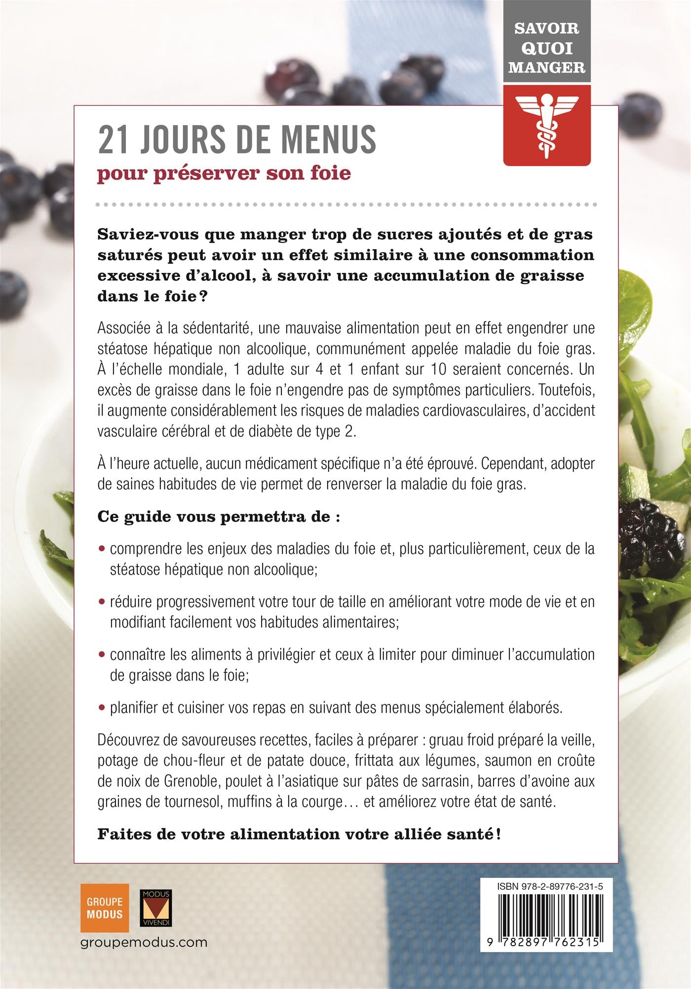 Savoir quoi manger – Santé du foie    - Modus Vivendi Ed. - Livre de cuisine - 
