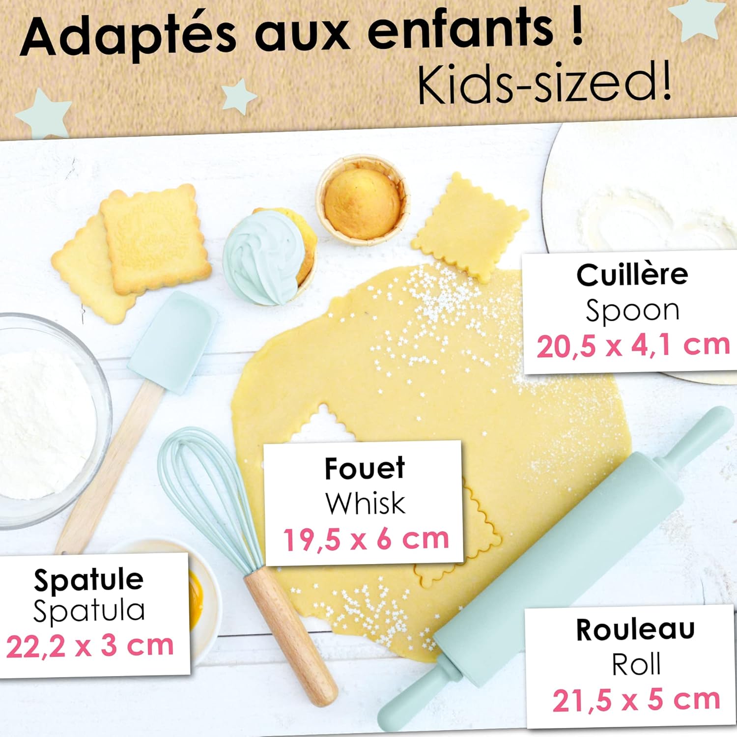 Coffret 4 ustensiles pâtisserie enfants - Scrapcooking - Ensemble d'ustensiles à pâtisserie - - La Guilde Culinaire