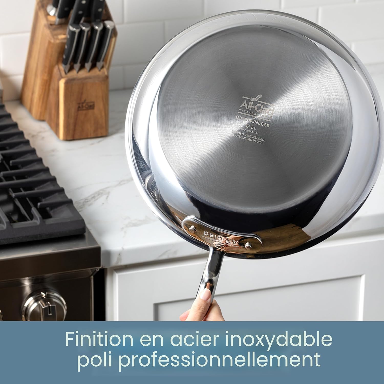 Poêle à frire en acier inoxydable D3 avec couvercle - All-Clad - Poêle à frire - - La Guilde Culinaire