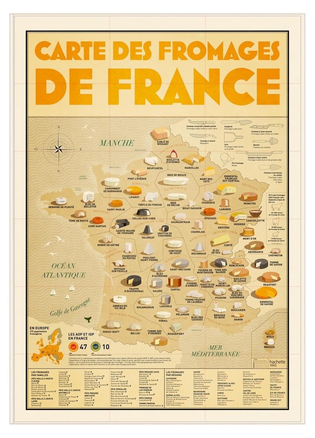 Carte des fromages de France - Hachette Ed. - Livre de cuisine - - La Guilde Culinaire